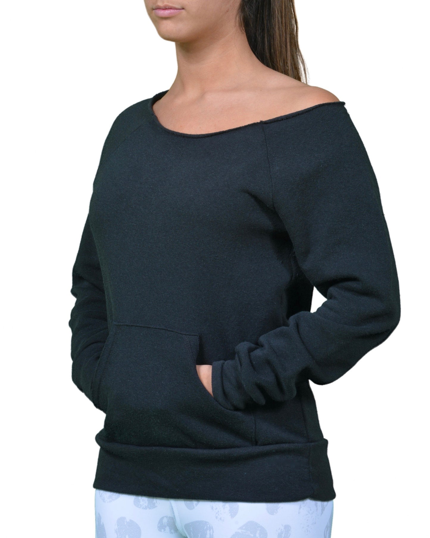 Karma Off The Shoulder Sweatshirt in Black