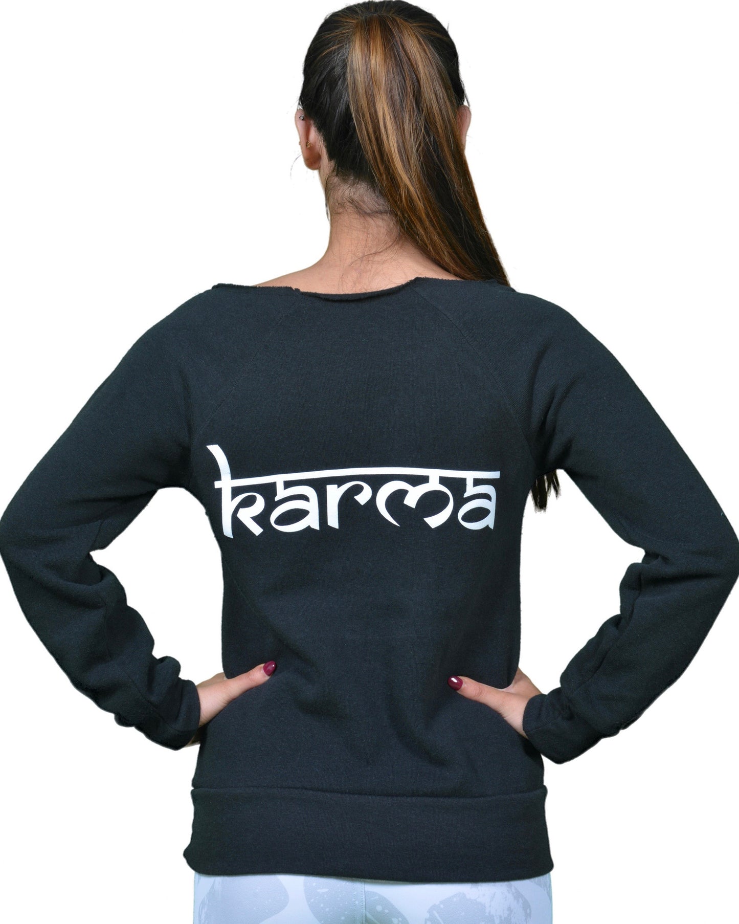 Karma Off The Shoulder Sweatshirt in Black