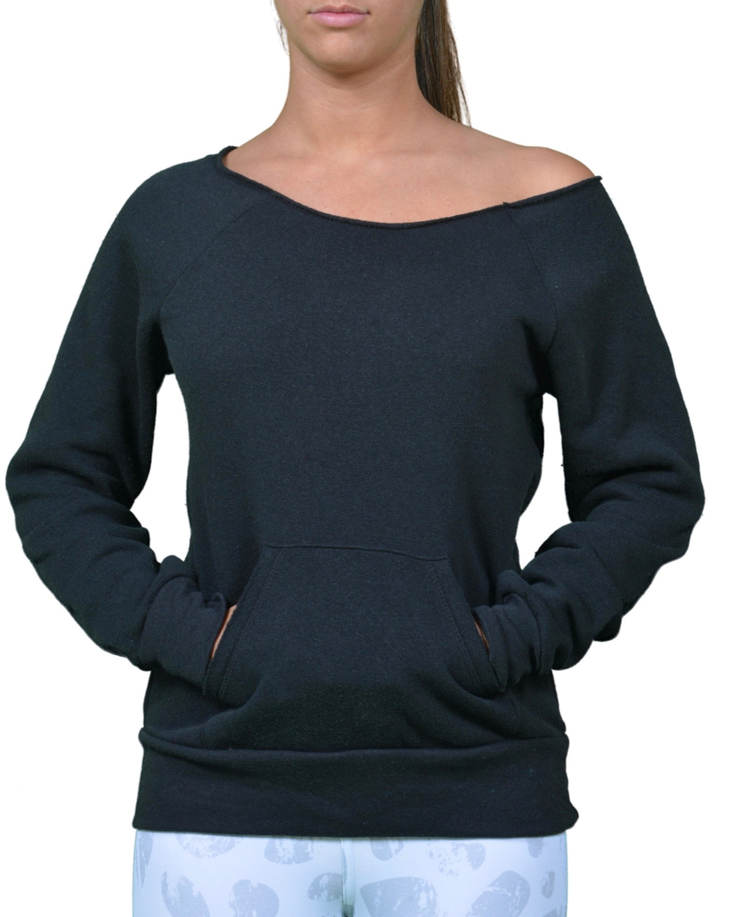 Karma Off The Shoulder Sweatshirt in Black