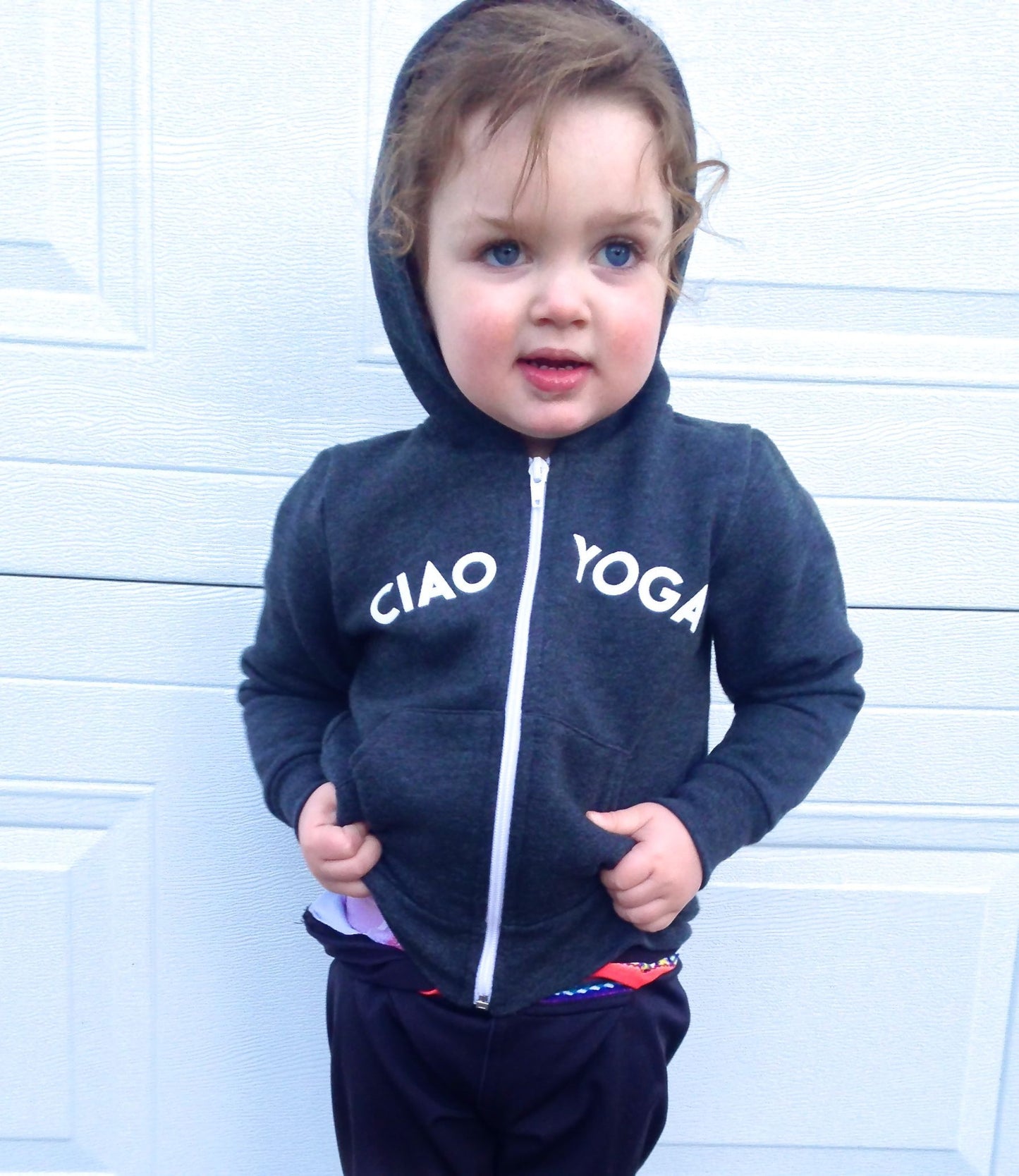 Kids Ciao Yoga Hoodie In Charcoal