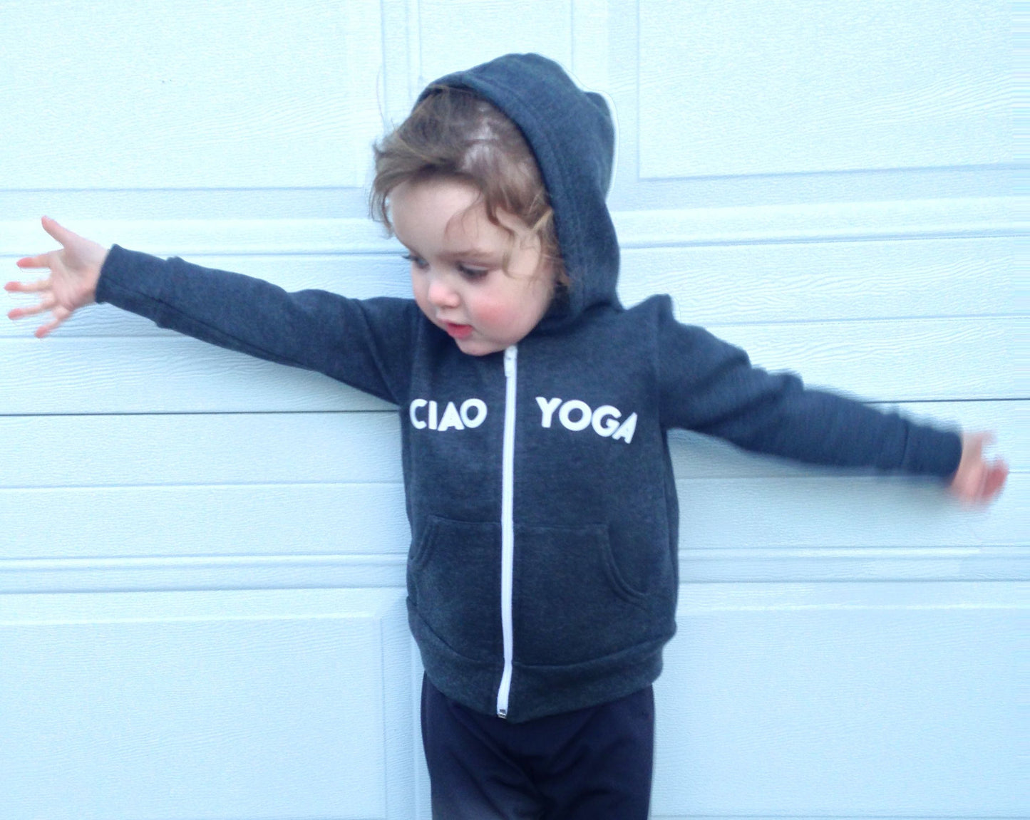 Kids Ciao Yoga Hoodie In Charcoal