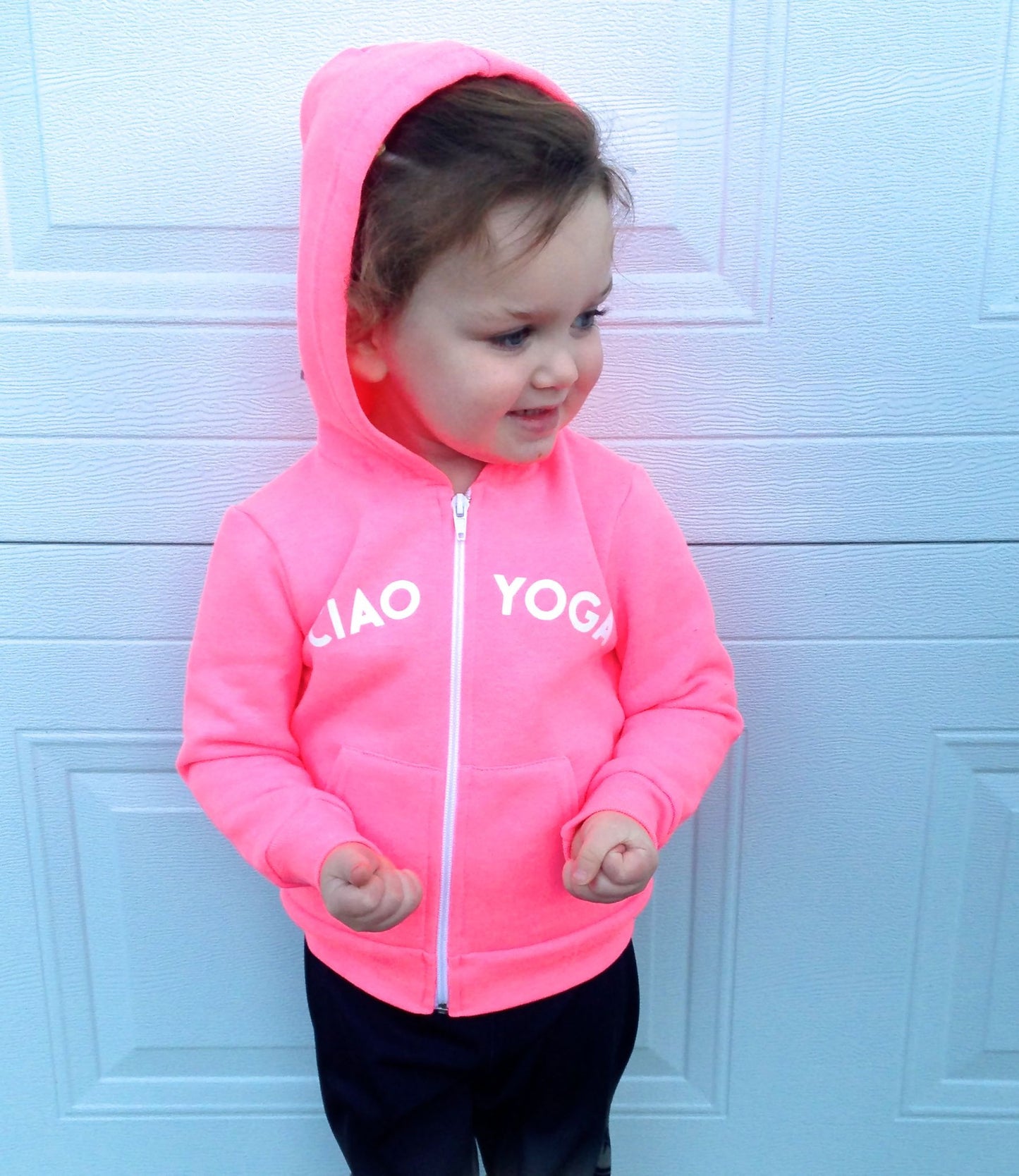 Kids Ciao Yoga Hoodie In Hot Pink