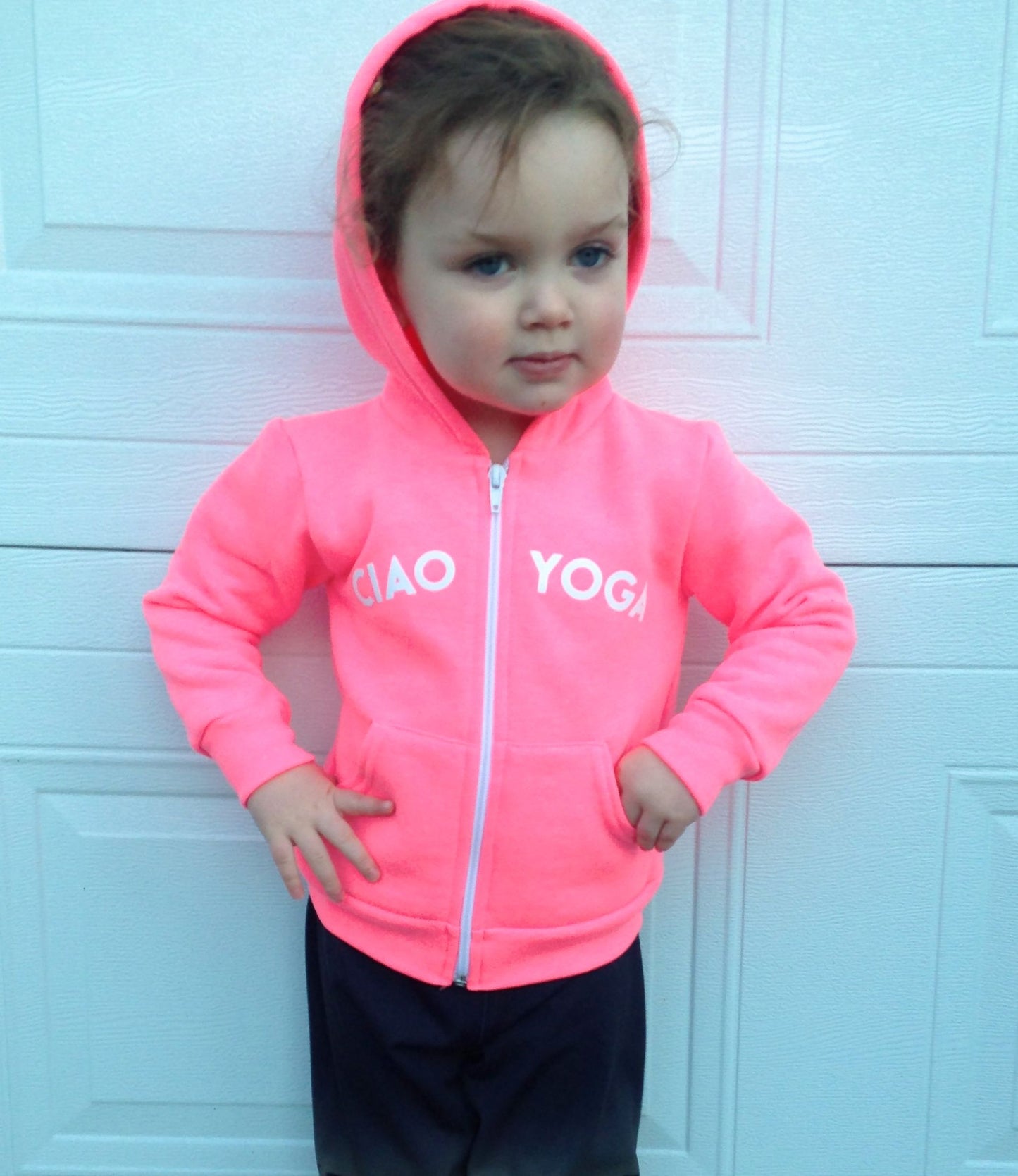 Kids Ciao Yoga Hoodie In Hot Pink