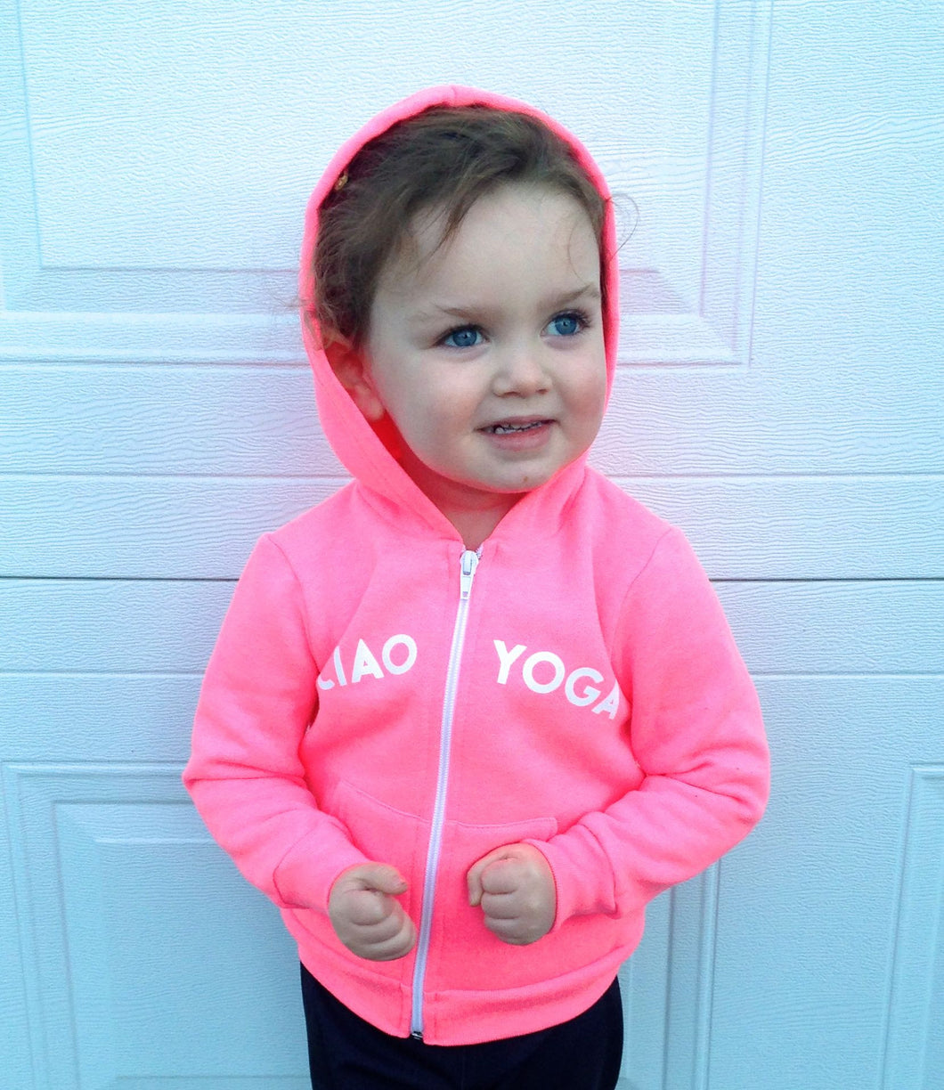 Kids Ciao Yoga Hoodie In Hot Pink